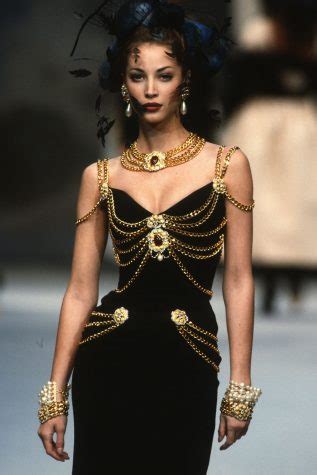 1992 chanel couture|Chanel gold chain dress.